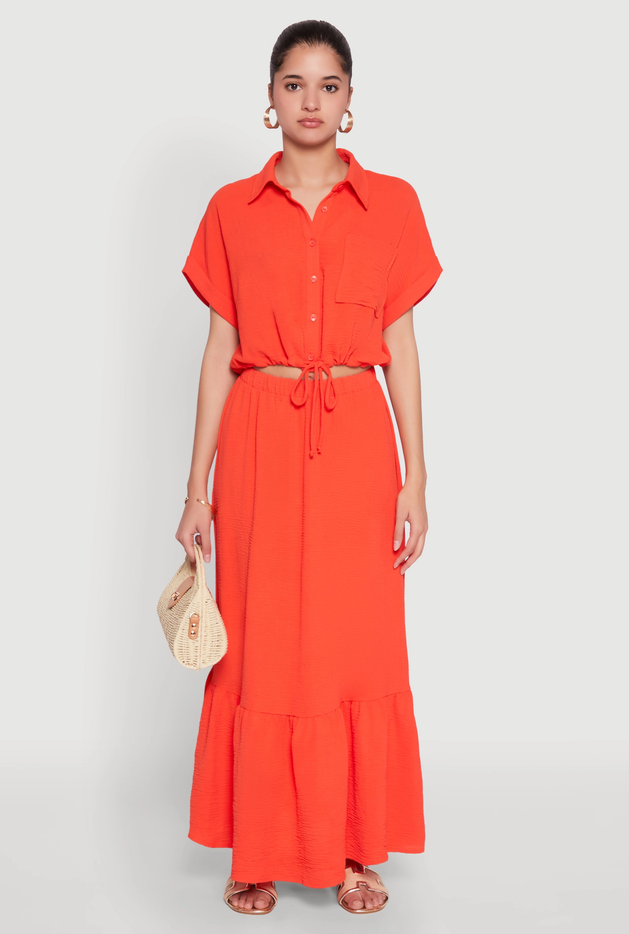 Airy Drawstring Hem Shirt