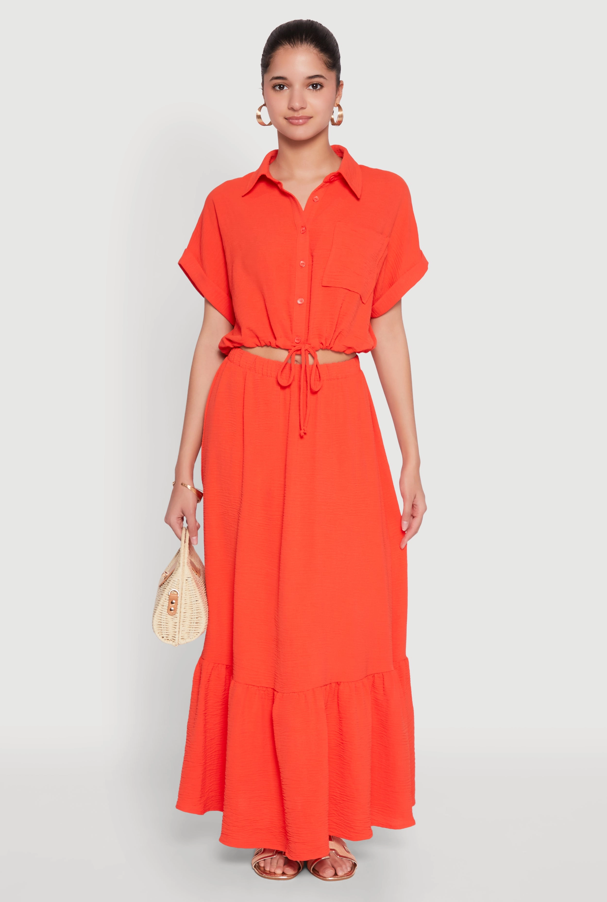 Airy Drawstring Hem Shirt