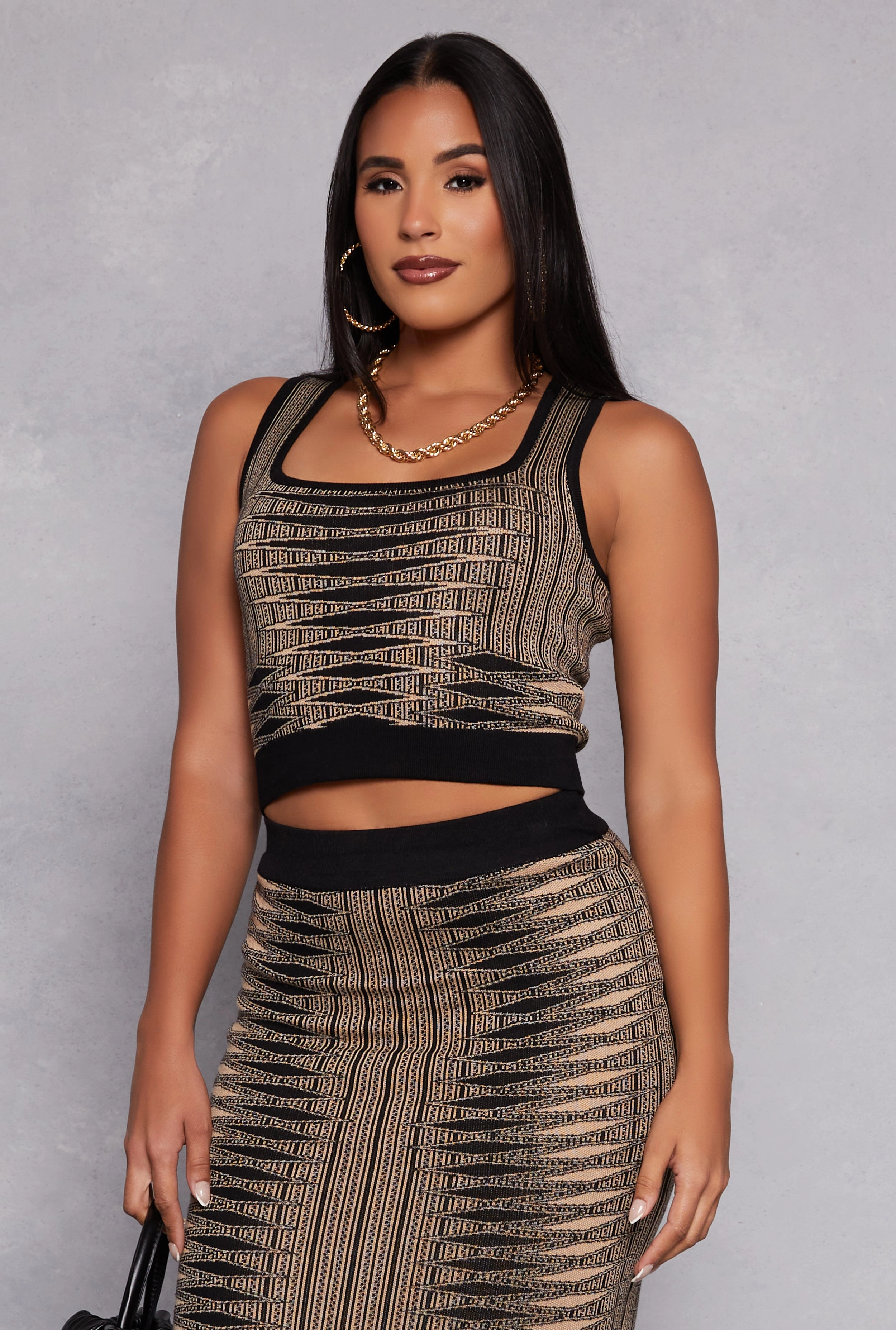 Almost Famous Abstract Print Knit Tank Top