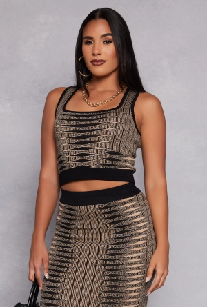 Almost Famous Abstract Print Knit Tank Top