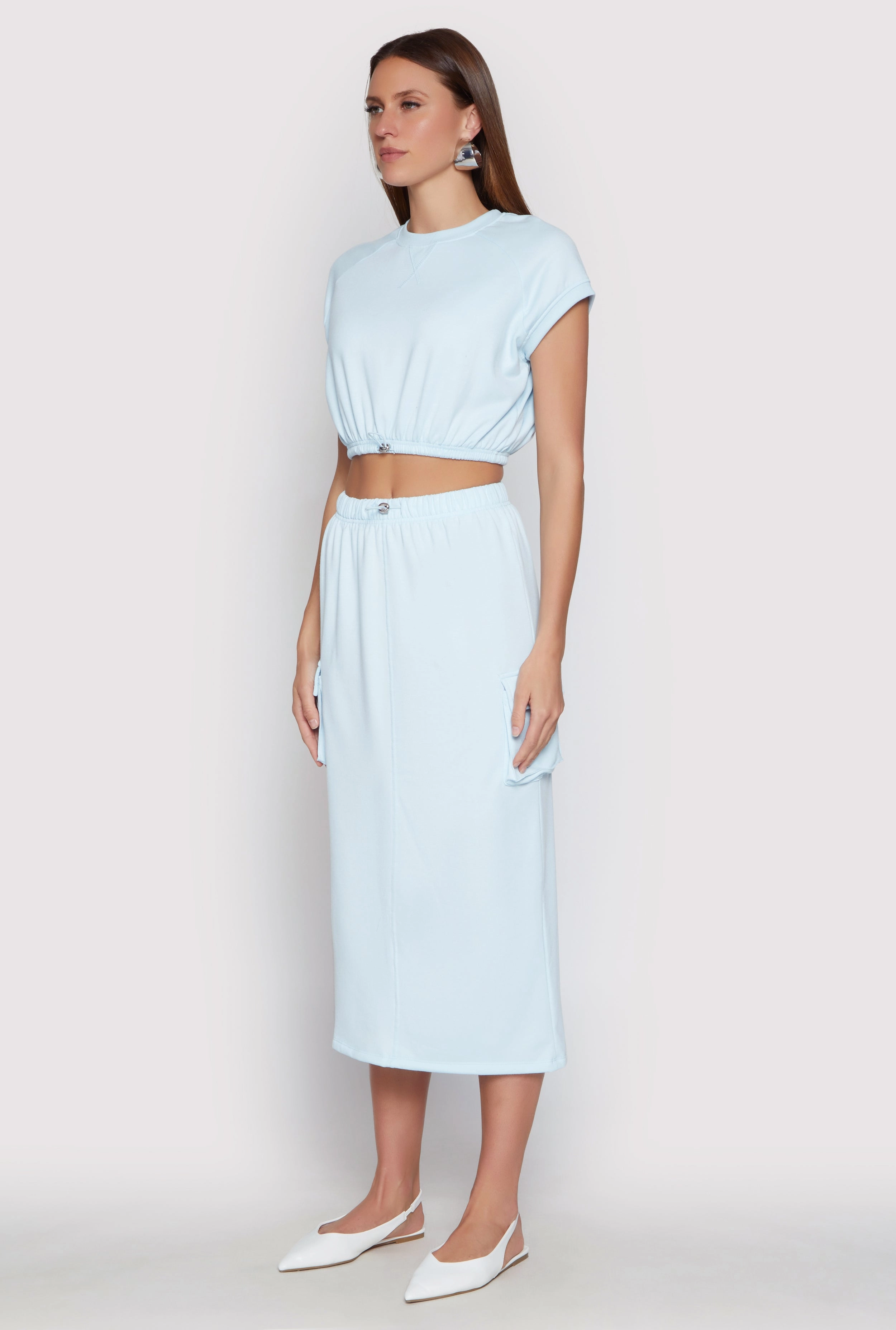 Almost Famous Cap Sleeve Cropped Sweatshirt