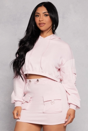 Almost Famous Cargo Pocket Cropped Hoodie