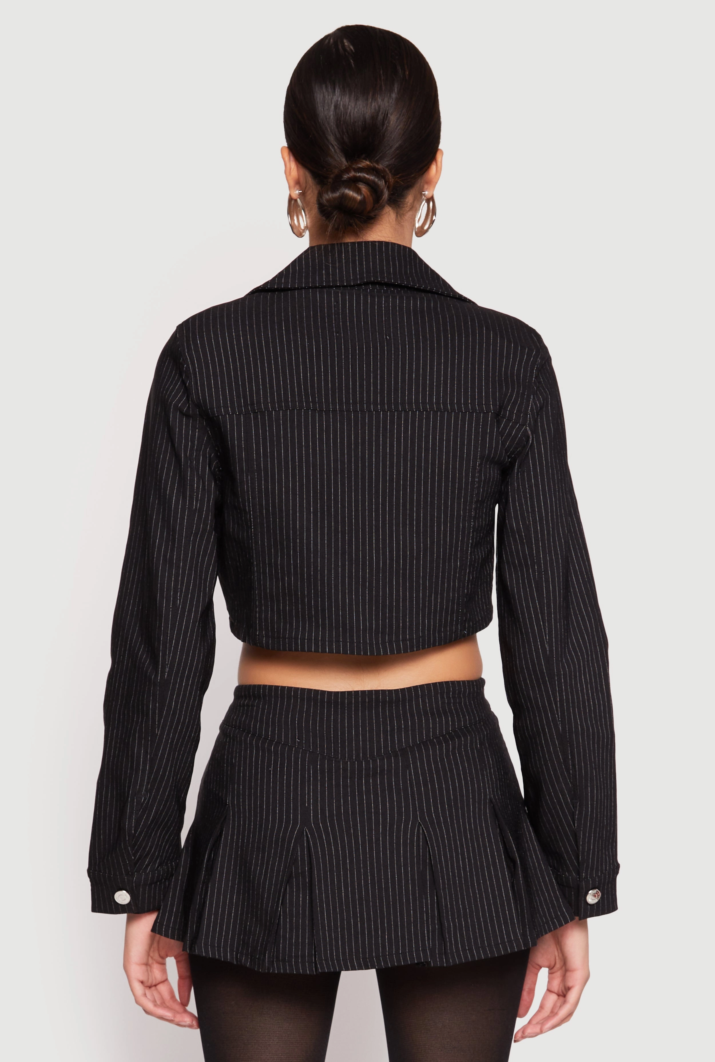 Almost Famous Pinstripe Cropped Blazer