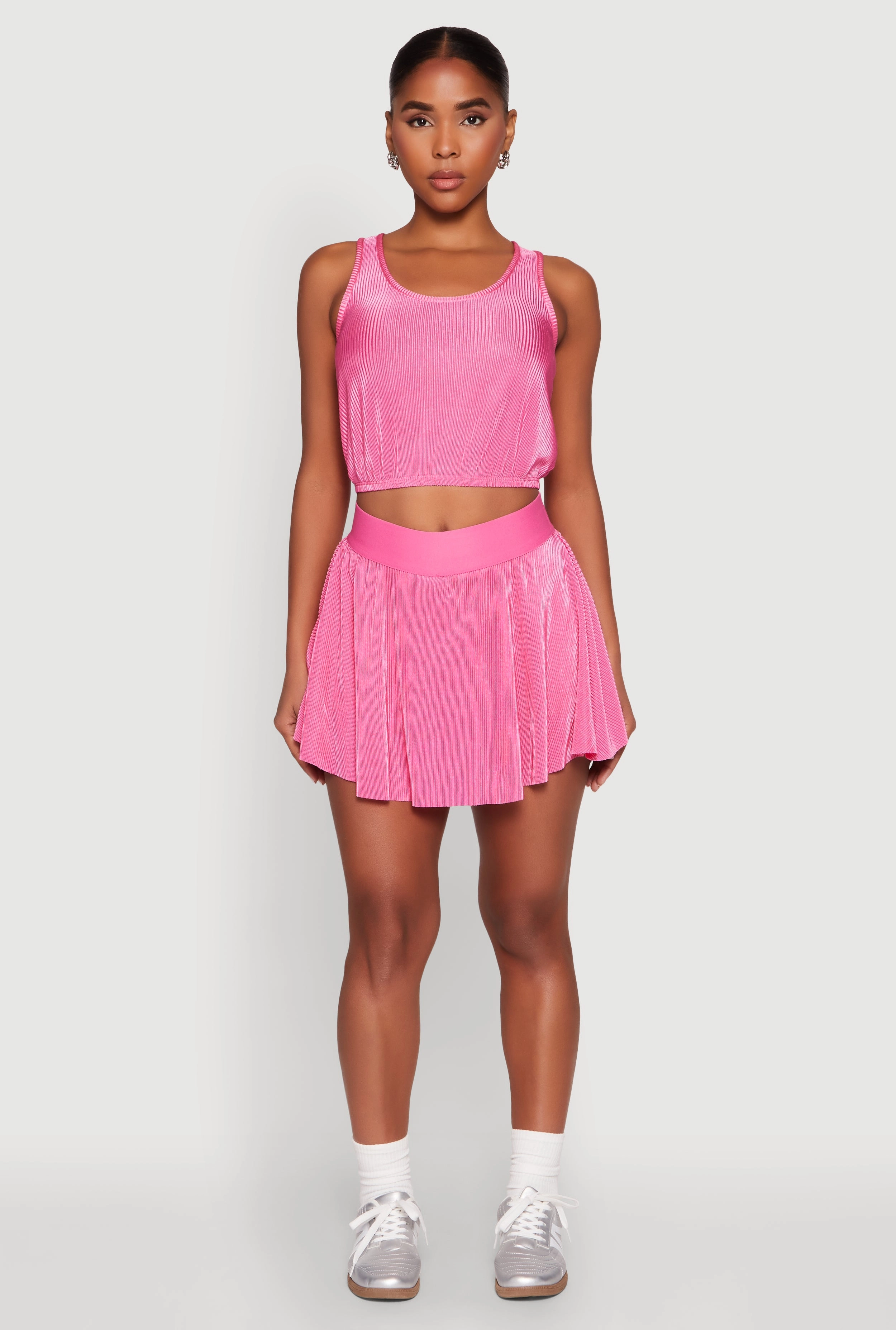 Almost Famous Plisse Cropped Tank Top
