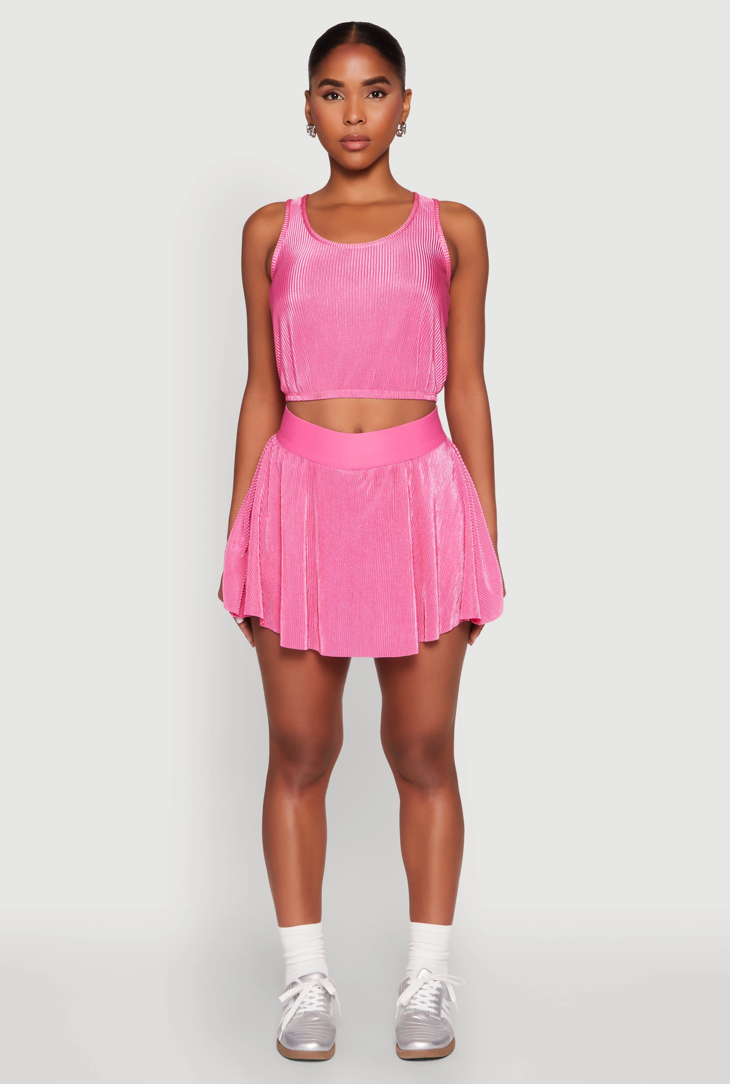 Almost Famous Plisse Cropped Tank Top