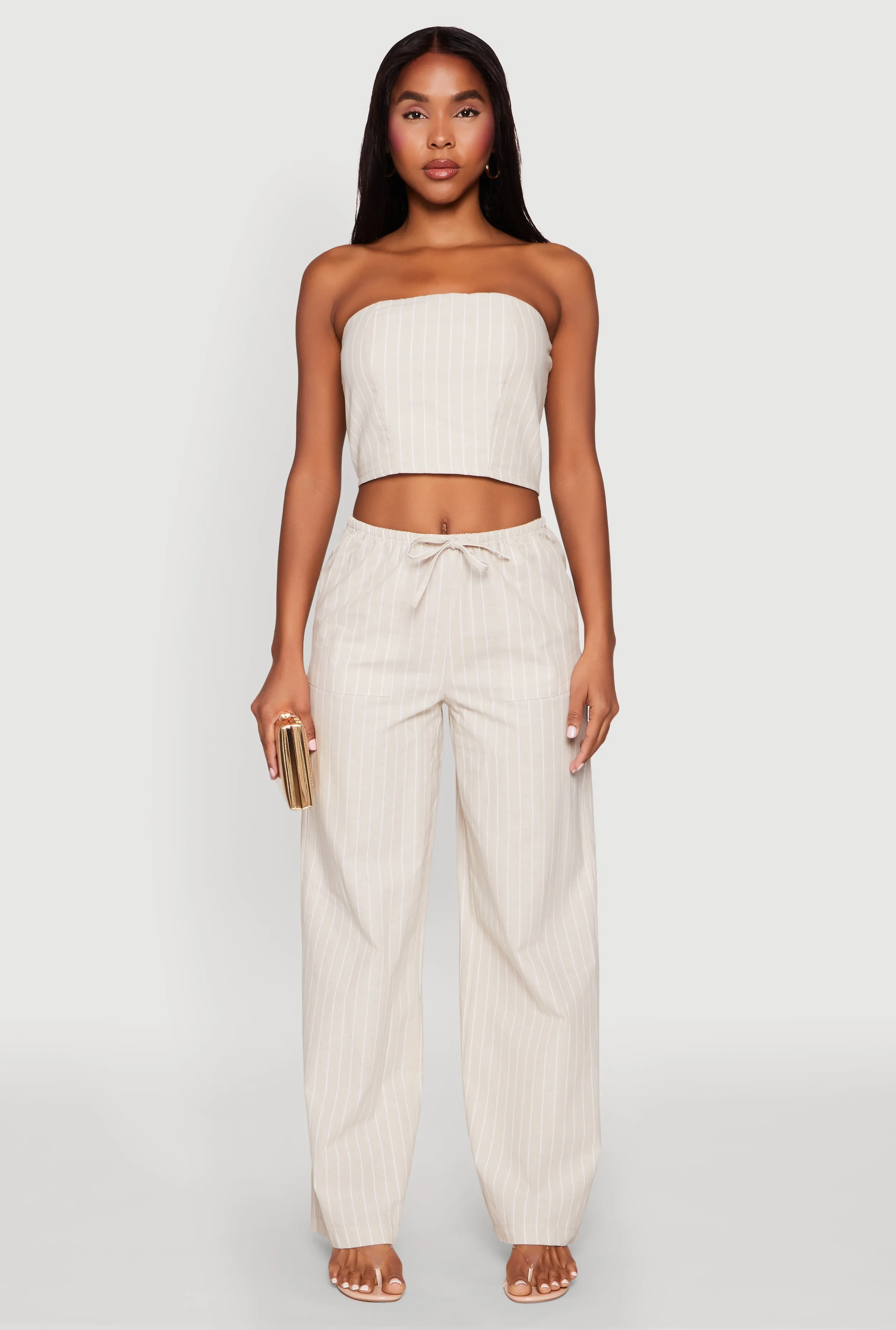 Almost Famous Smocked Striped Tube Top