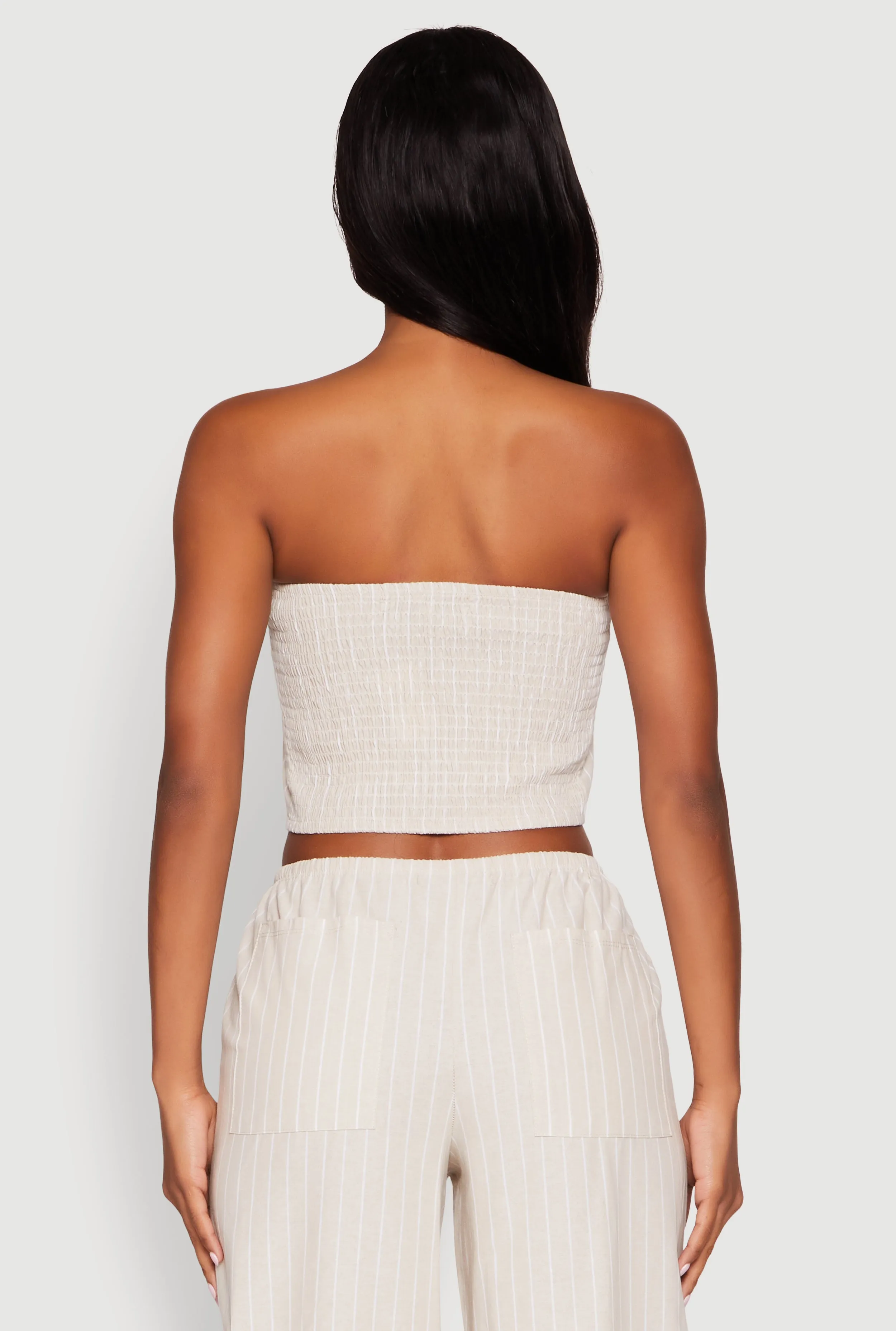 Almost Famous Smocked Striped Tube Top