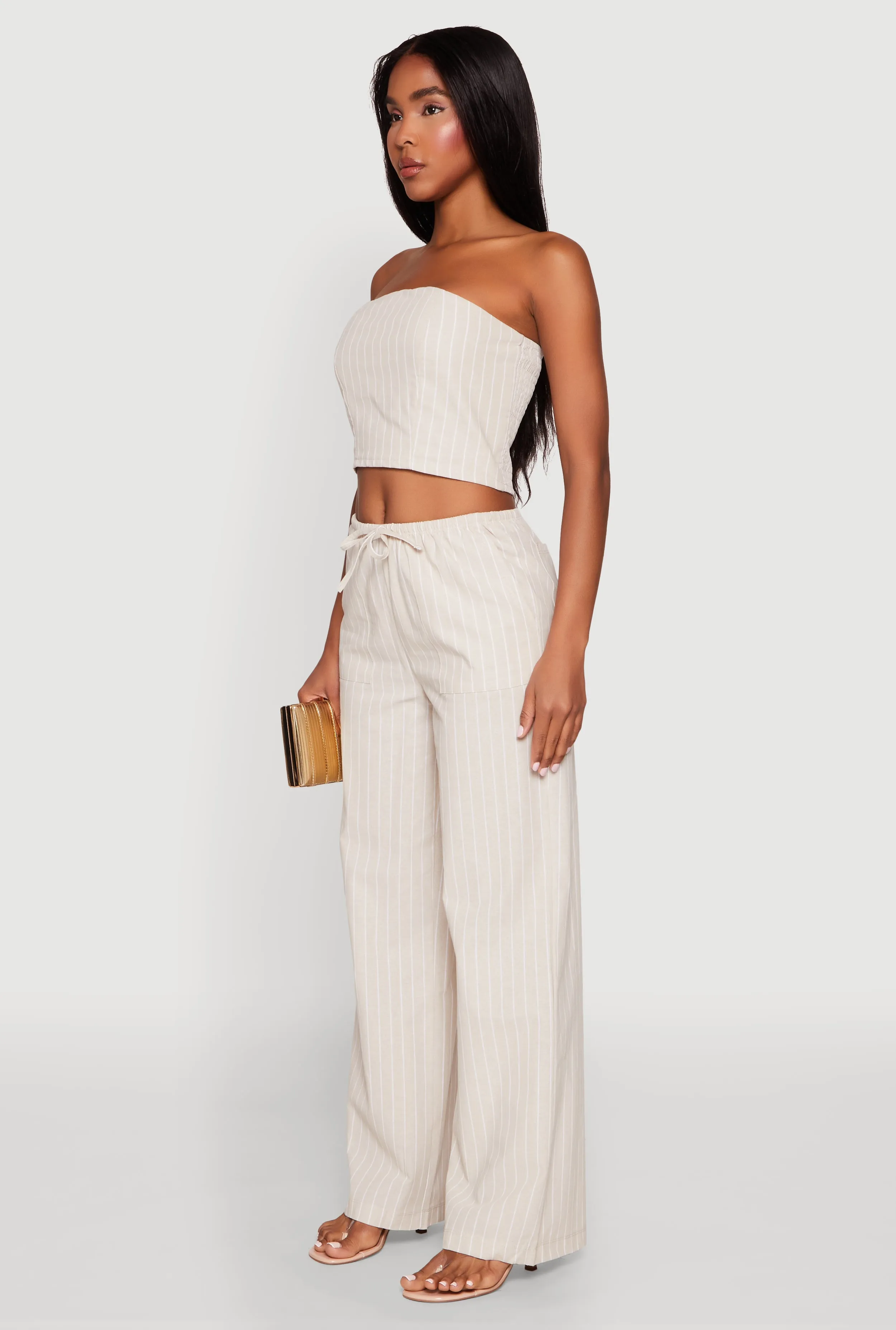 Almost Famous Smocked Striped Tube Top