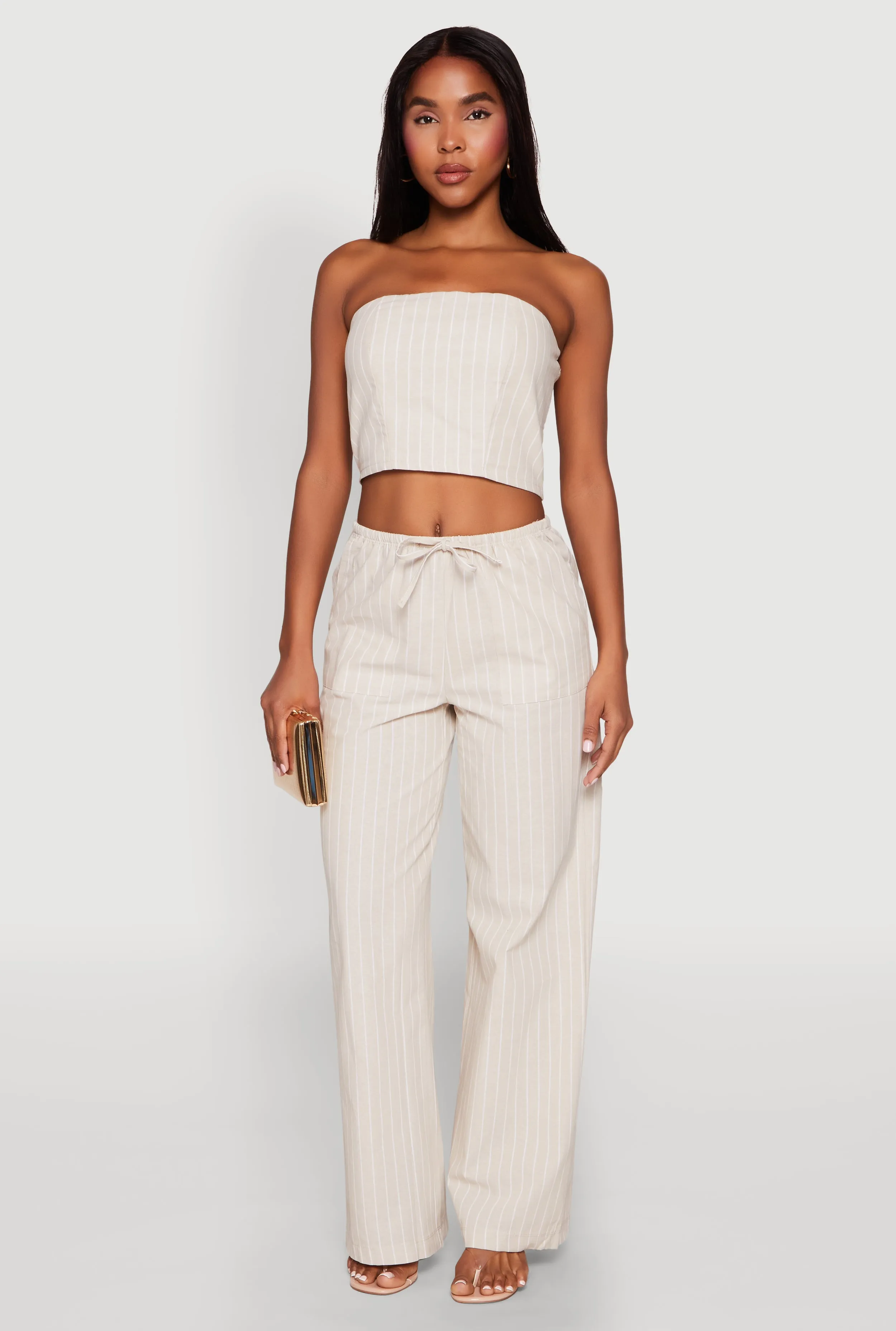 Almost Famous Smocked Striped Tube Top