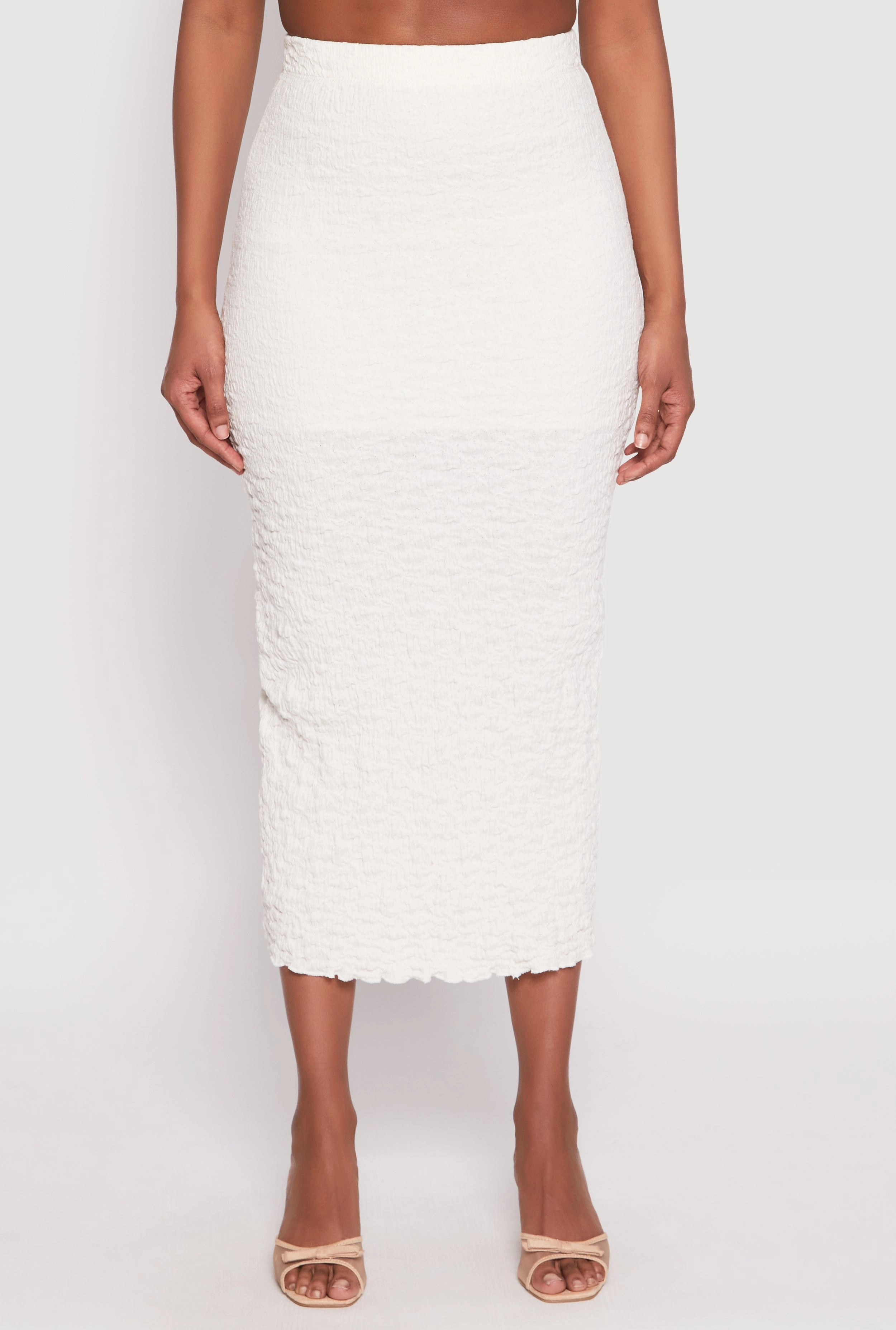 Almost Famous Textured Knit Back Slit Skirt