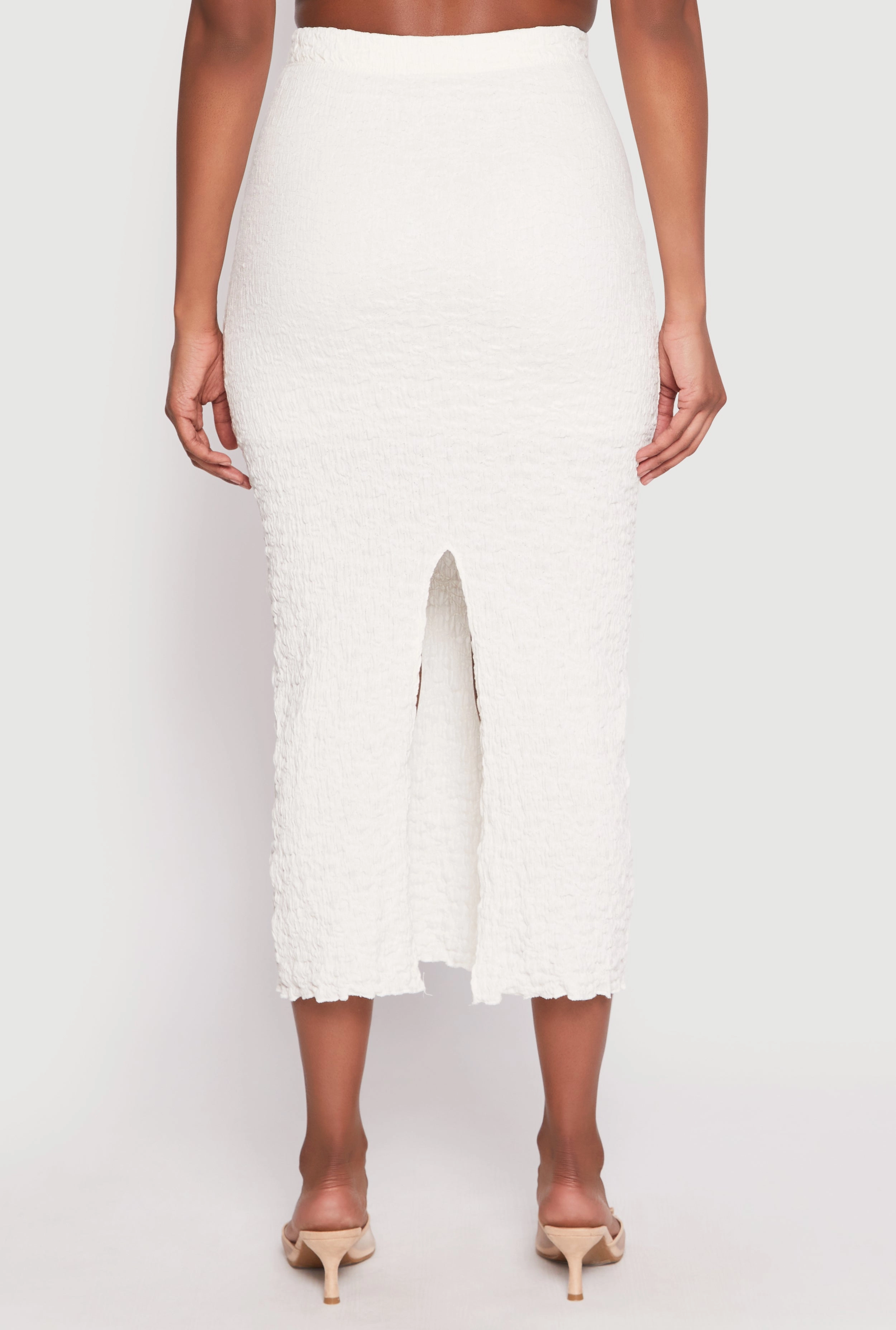 Almost Famous Textured Knit Back Slit Skirt