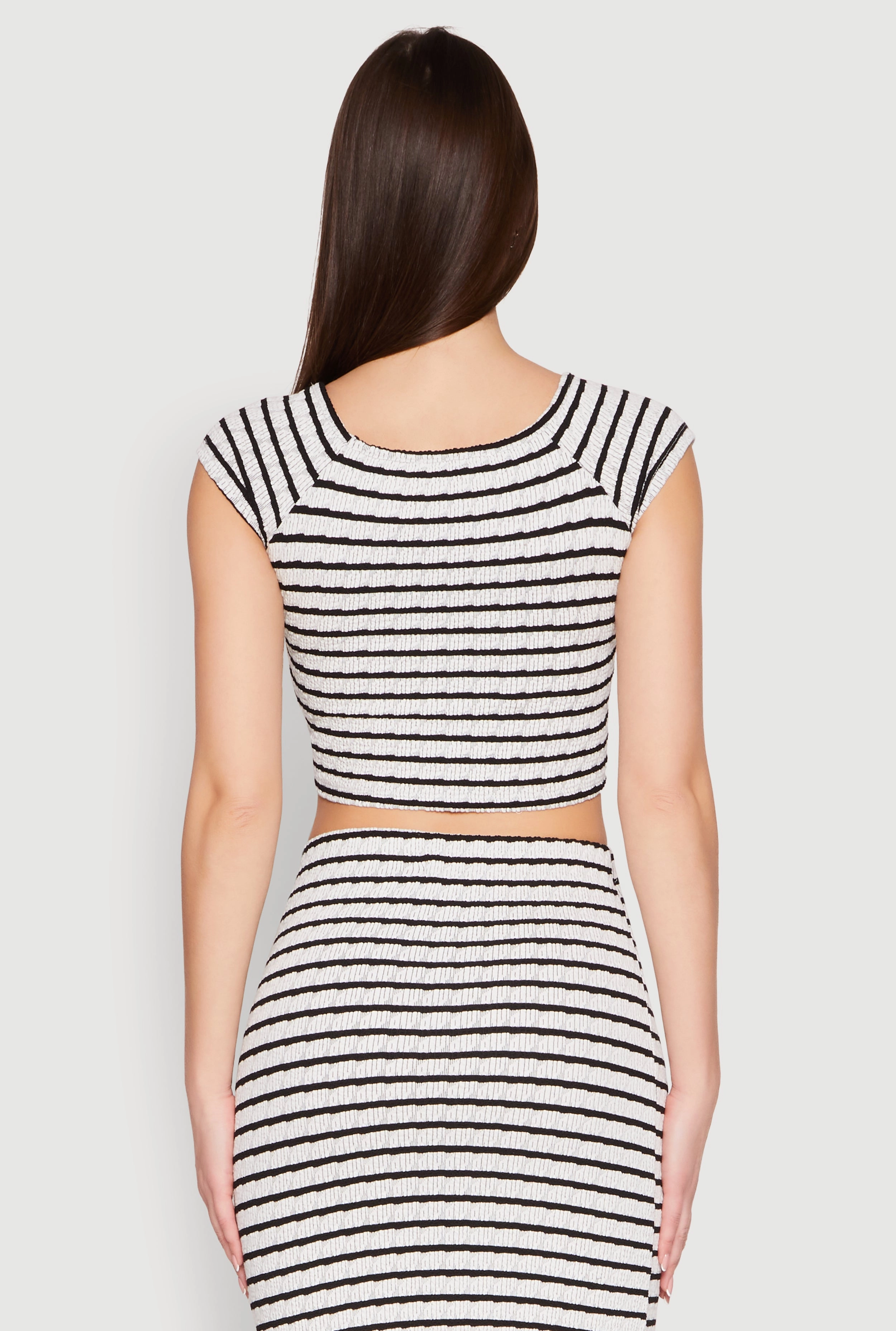 Almost Famous Textured Knit Striped Top