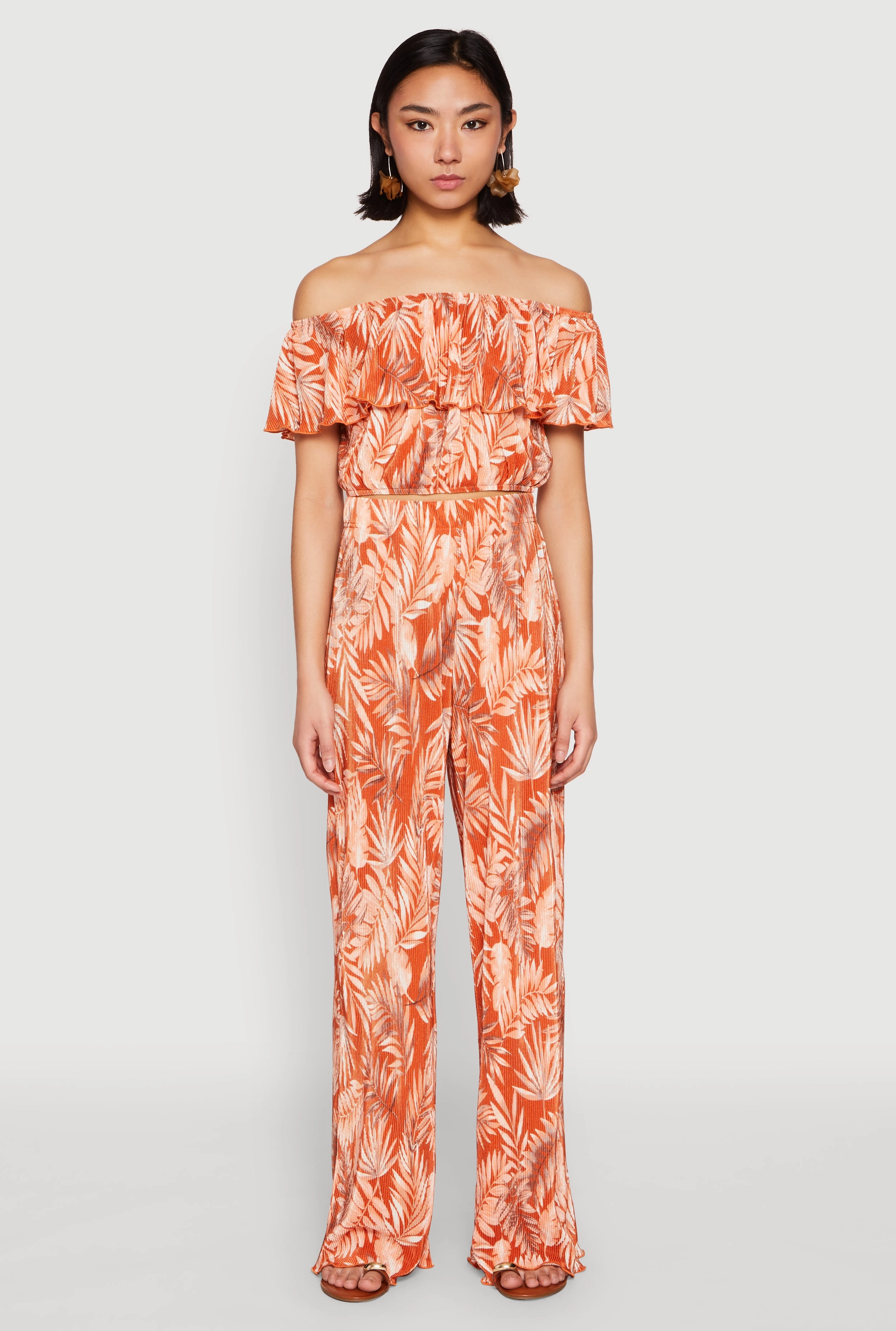 Almost Famous Tropical Print Off the Shoulder Top