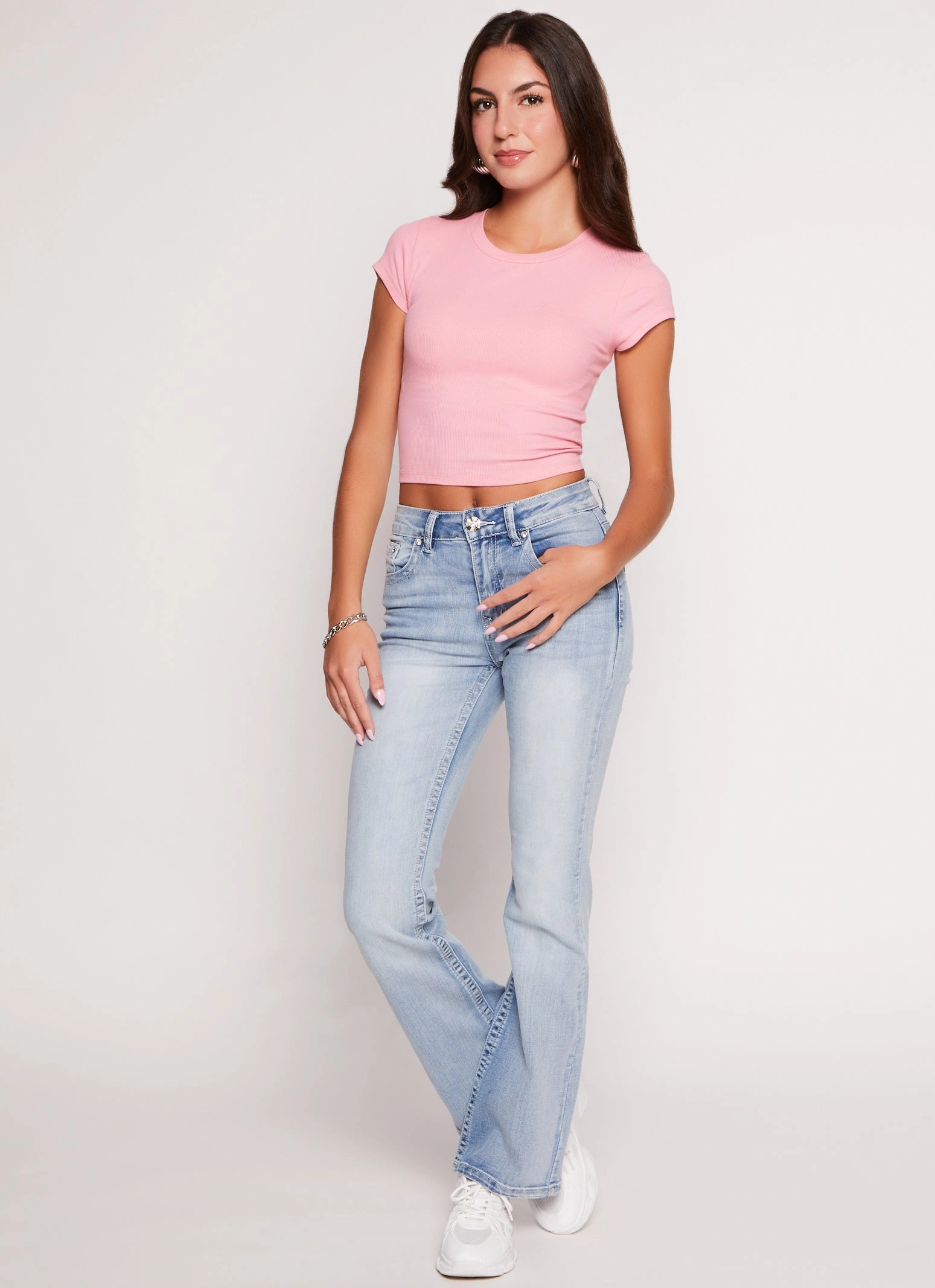 Ambiance Ribbed Knit Crew Neck Crop Top