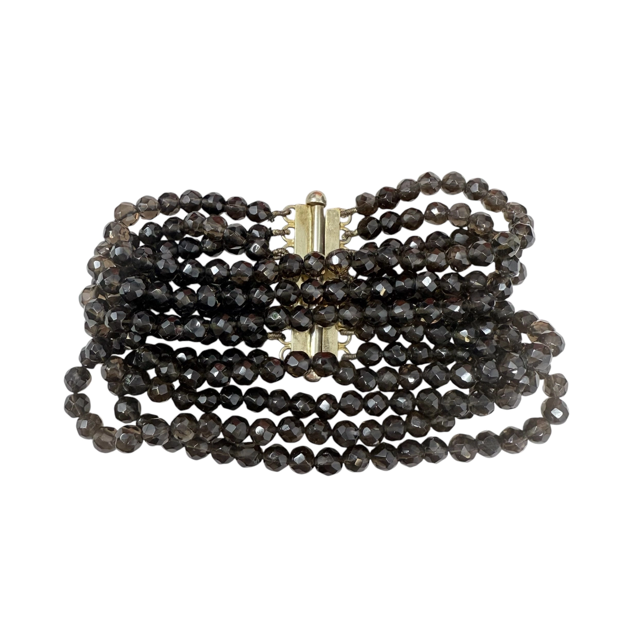 Antique Faceted Smoky Quartz Multi-Strand Bracelet Beaded By Unbranded