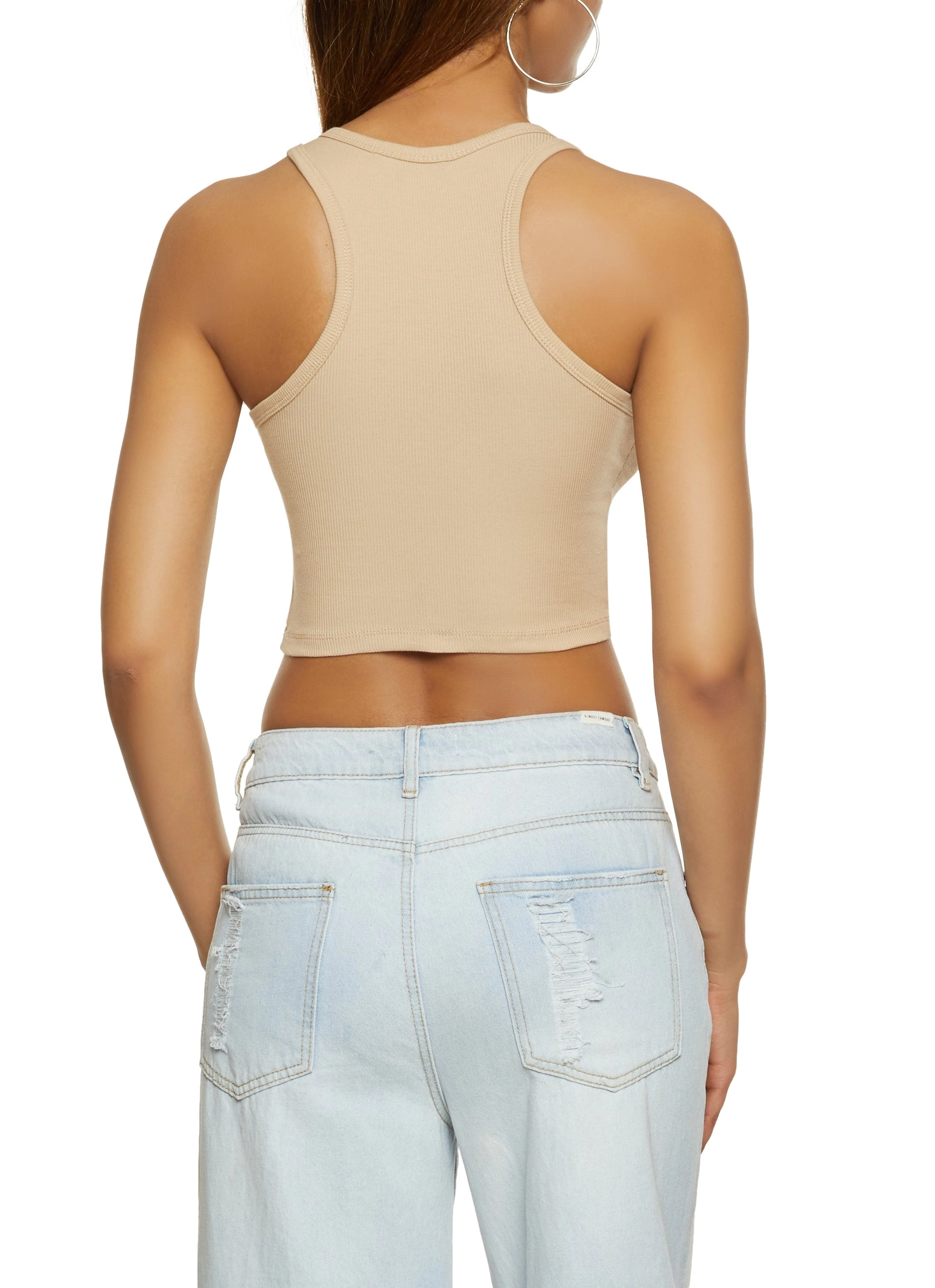 Basic Cropped Racerback Tank Top
