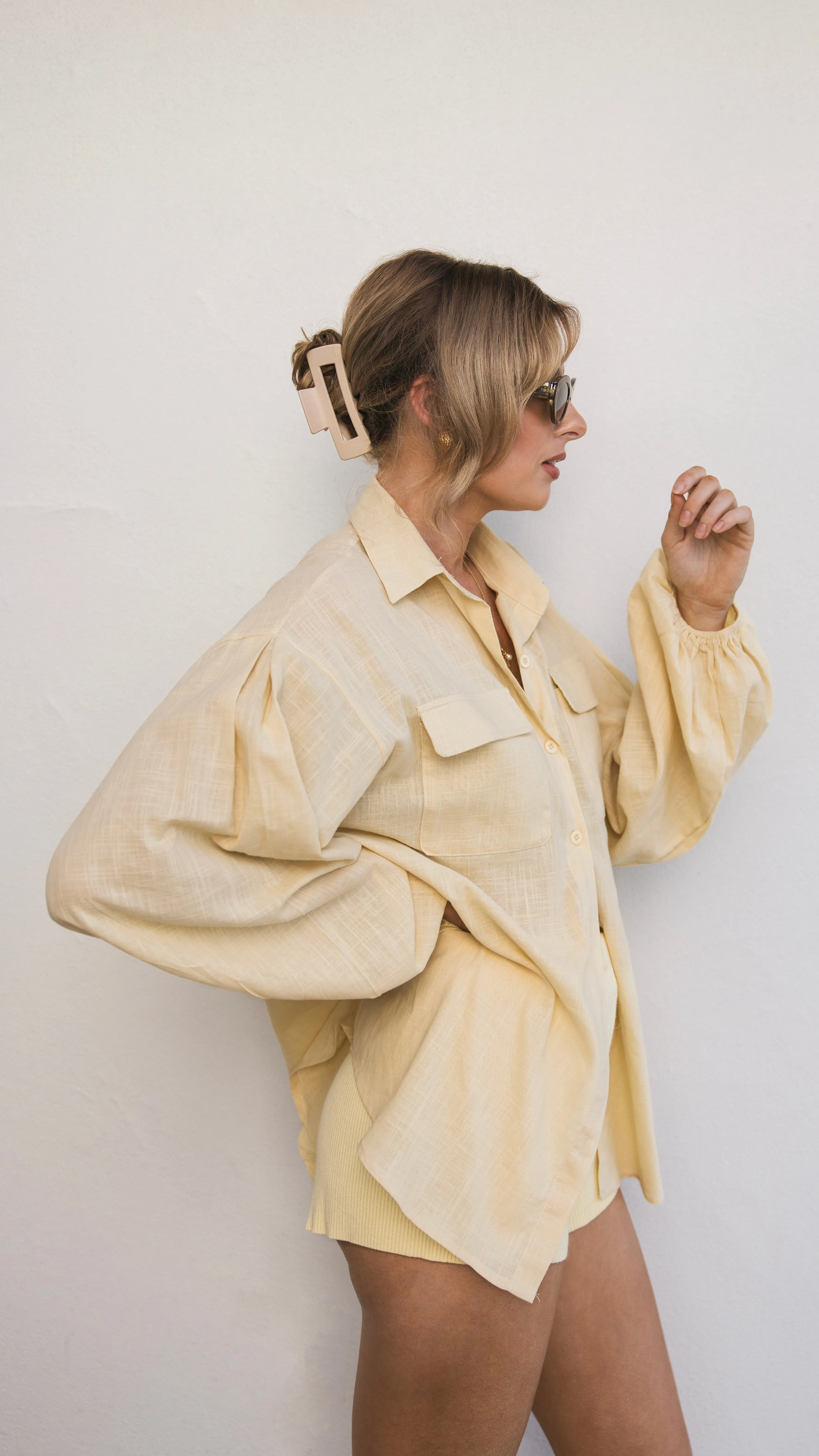 Bianca Oversized Button Up Shirt - Lemon