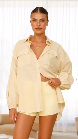Bianca Oversized Button Up Shirt - Lemon