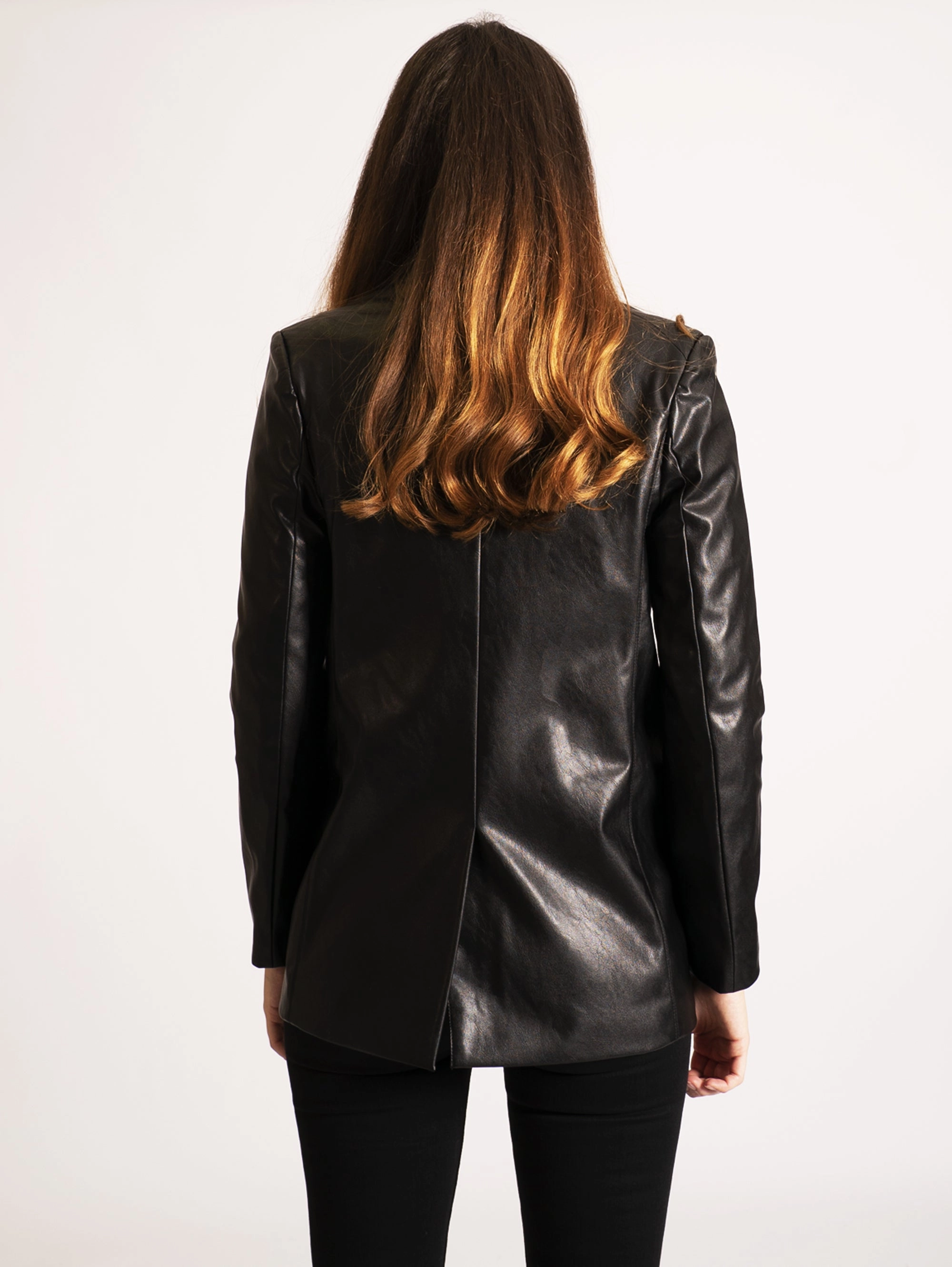 Black Faux Leather Blazer