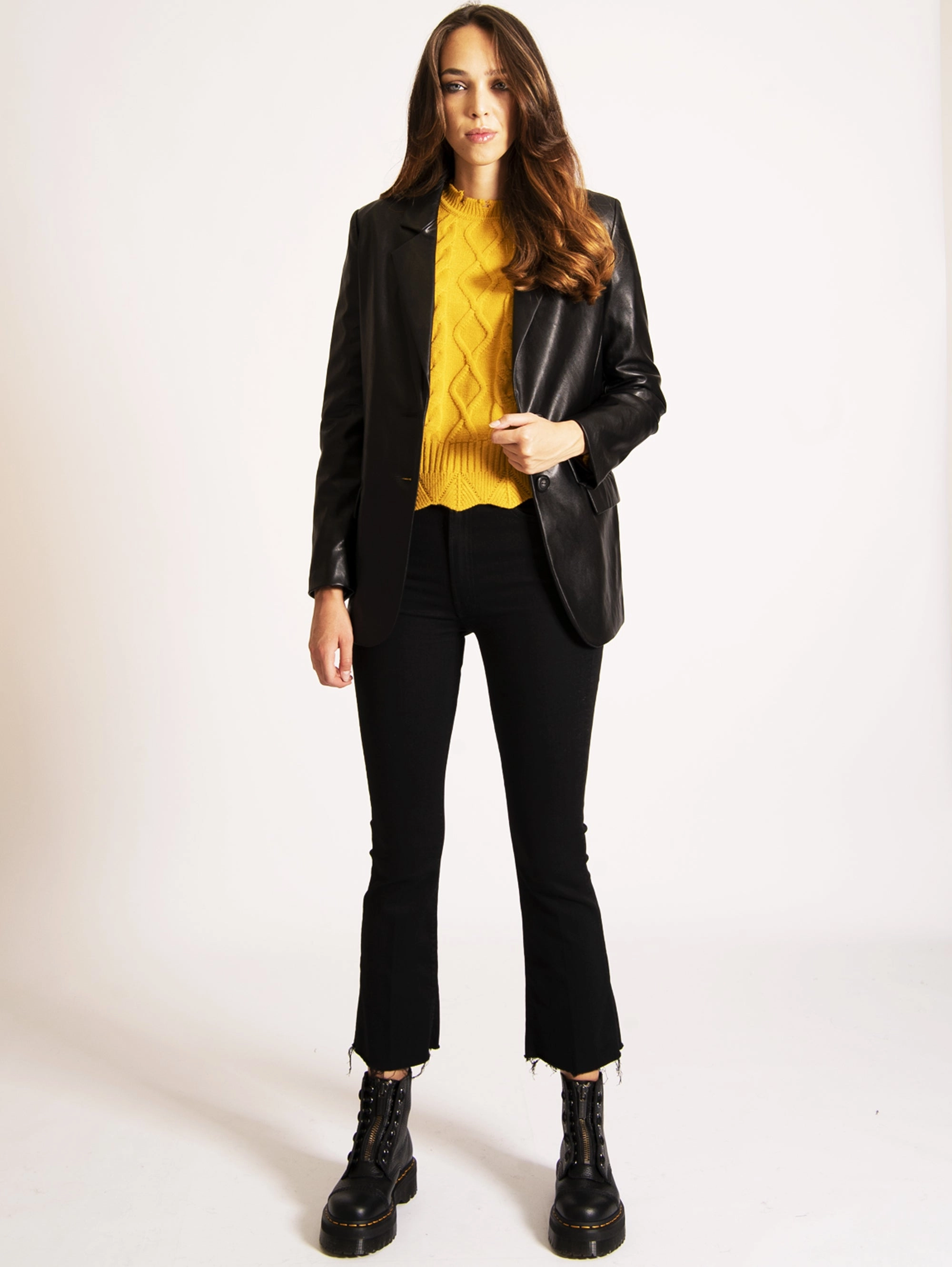 Black Faux Leather Blazer