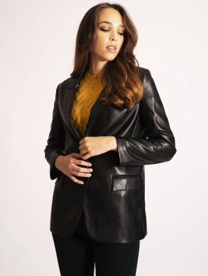 Black Faux Leather Blazer