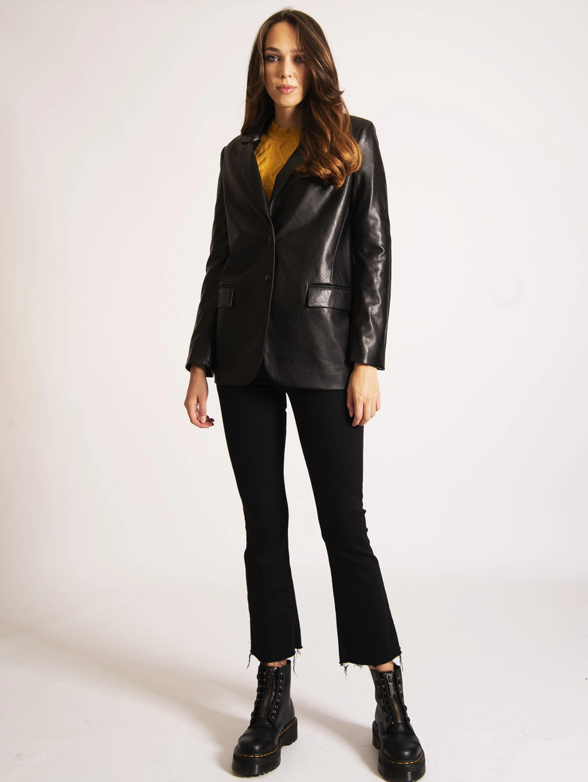 Black Faux Leather Blazer