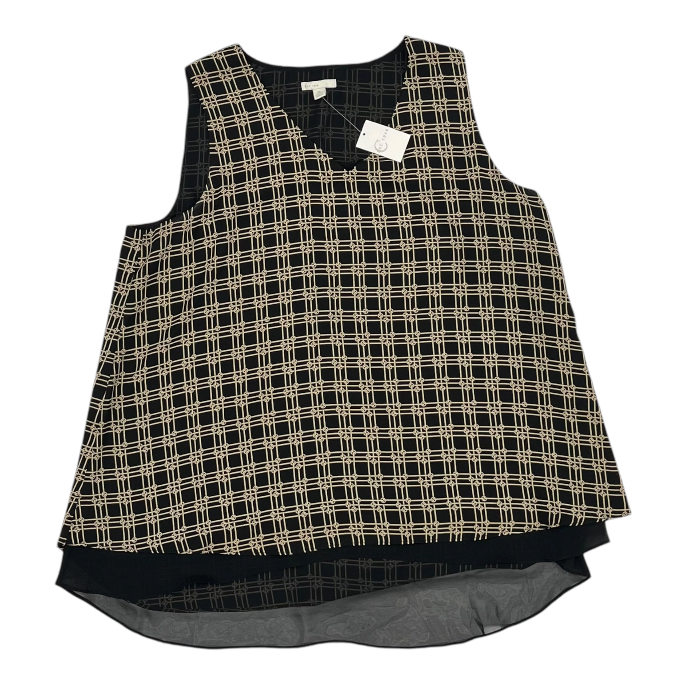 Blouse Sleeveless By Cato In Black & Brown, Size:Xl