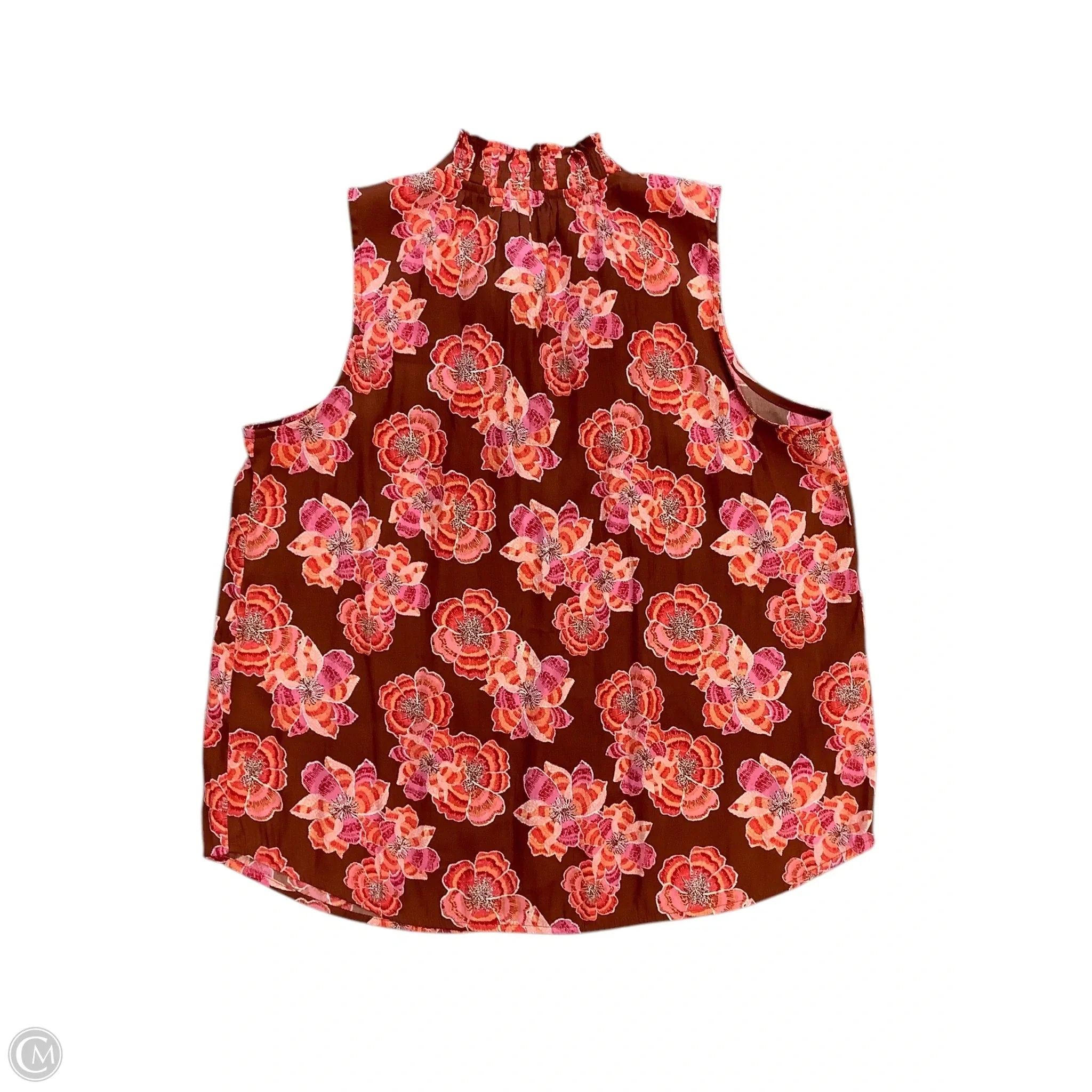 Blouse Sleeveless By Loft In Brown & Orange, Size: Mp