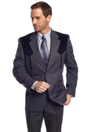 Circle S Mens Charcoal Polyester Boise Sportcoat Jacket Blazer 40 L