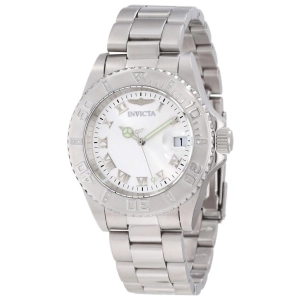 Invicta 12819 Women's Steel Bracelet Swiss Quartz Pro Diver Diamond Silver Dial Date Watch