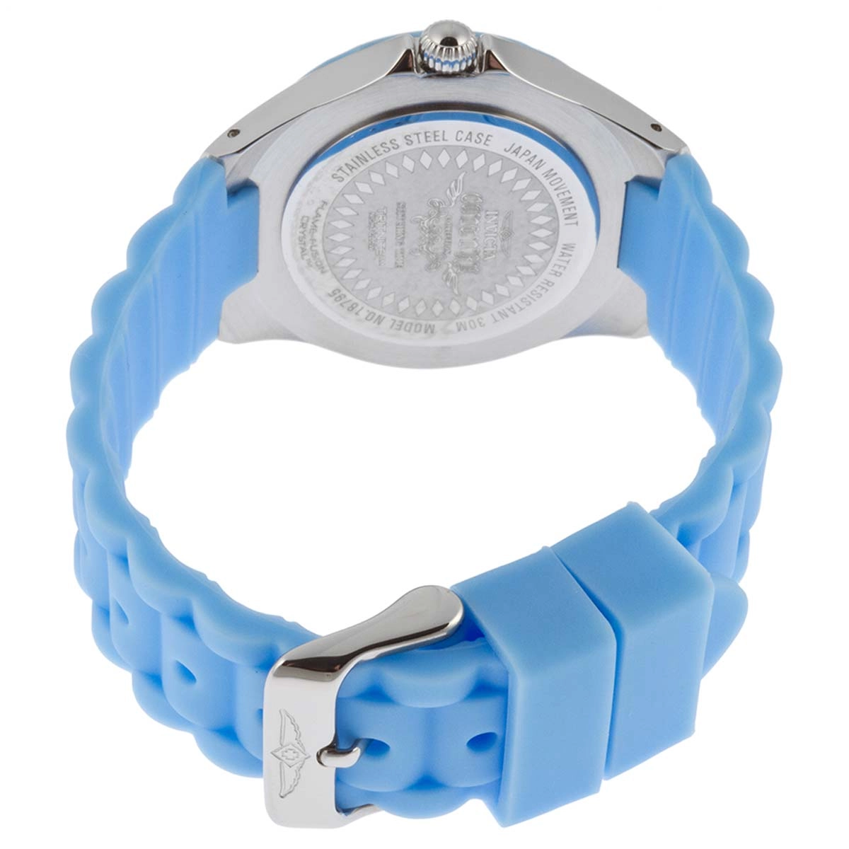 Invicta 18795 Women's Angel Special Edition White Dial Blue Silicone Strap Watch