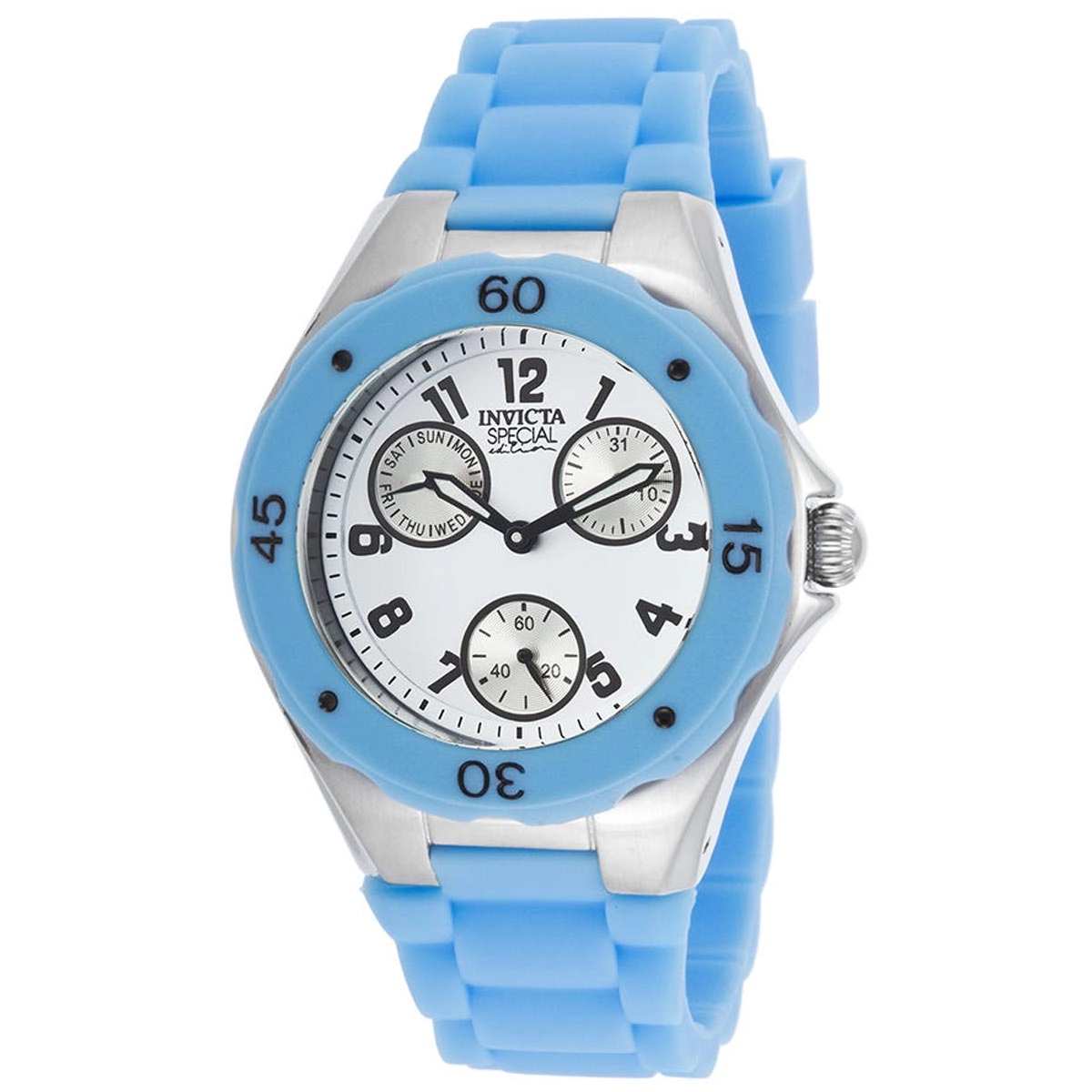 Invicta 18795 Women's Angel Special Edition White Dial Blue Silicone Strap Watch