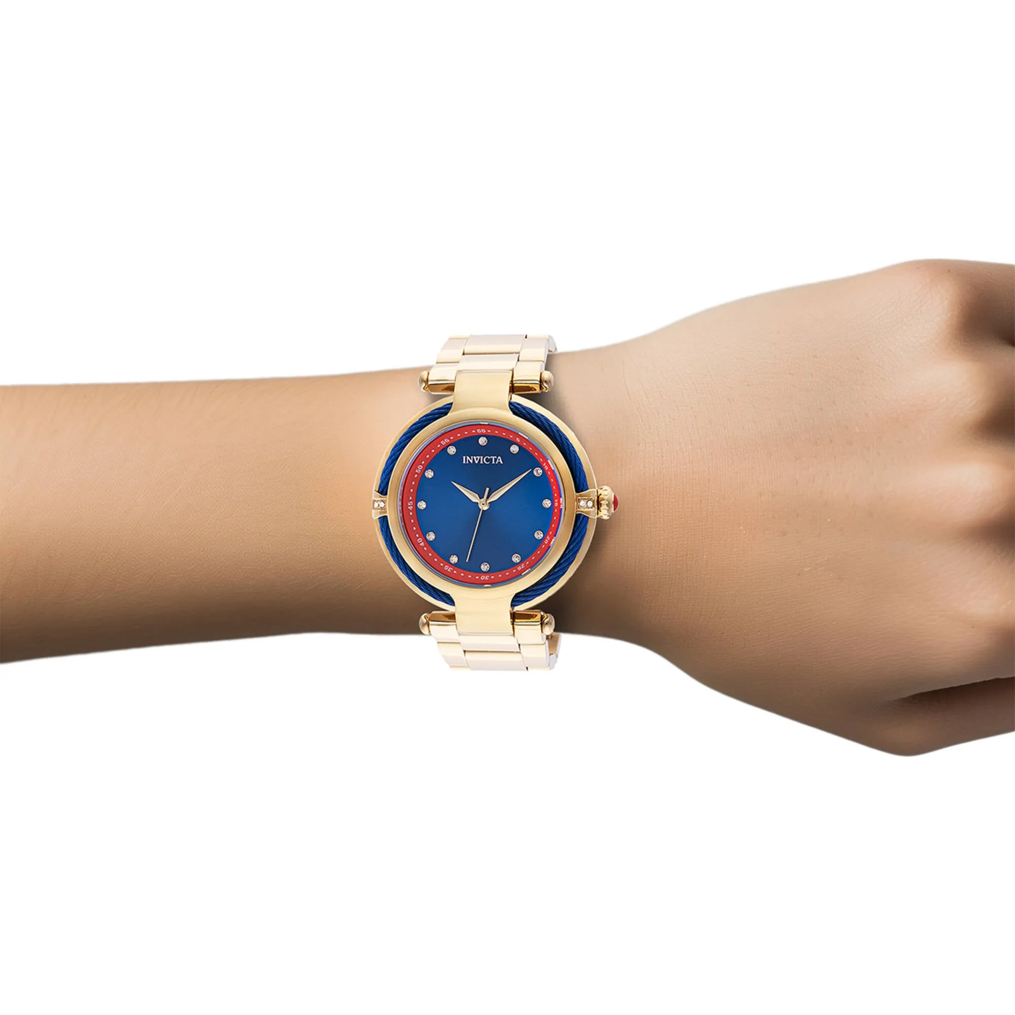 Invicta Women's Quartz Watch - Bolt Blue Dial Yellow Gold Steel Bracelet | 46427