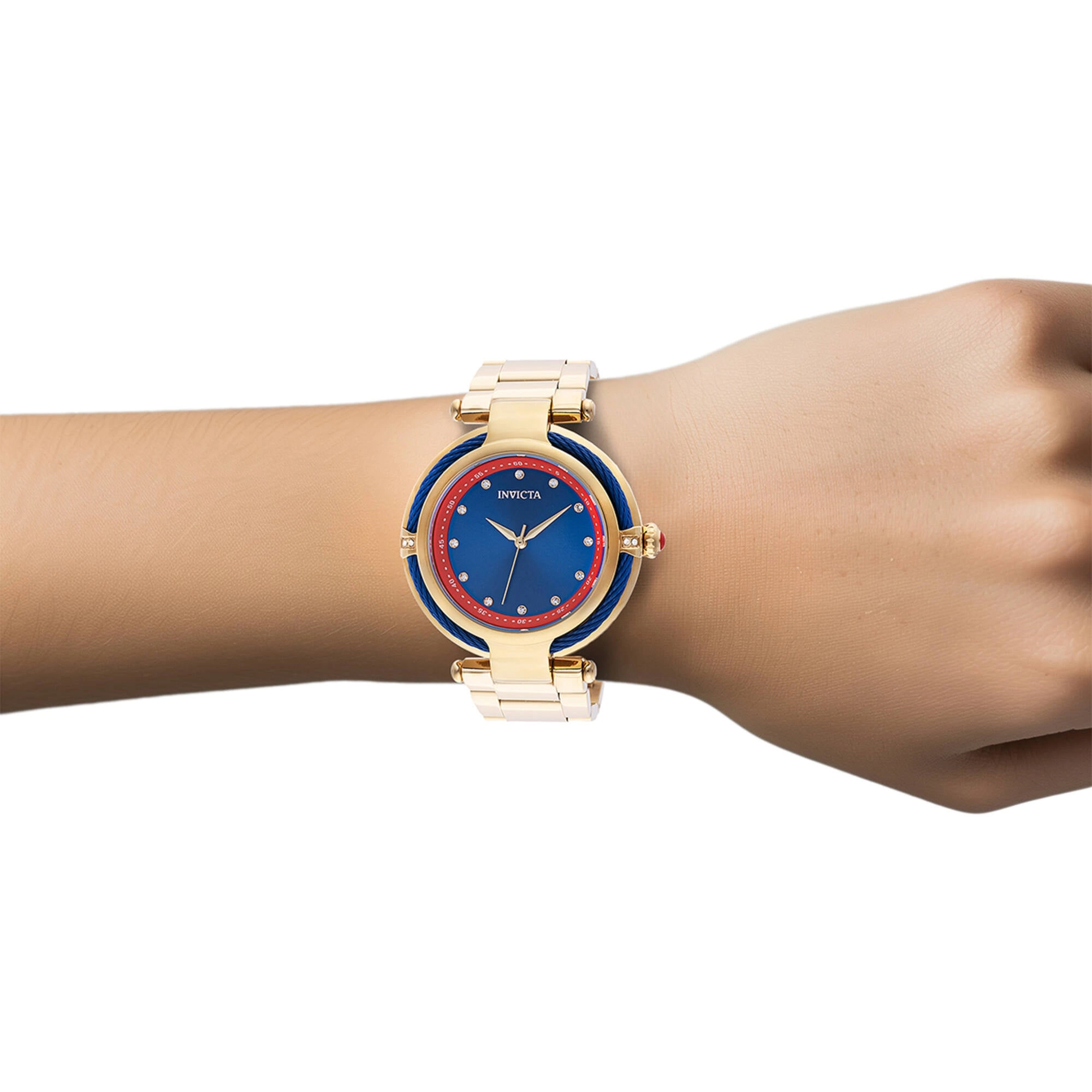 Invicta Women's Quartz Watch - Bolt Blue Dial Yellow Gold Steel Bracelet | 46427