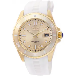 Invicta Women's Quartz Watch - Pro Diver Gold Tone Dial White Silicone Strap | 46703