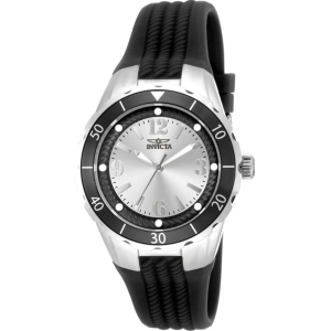 Invicta Women's Watch - Angel Silver and Black Dial Silicone Strap Quartz | 17482