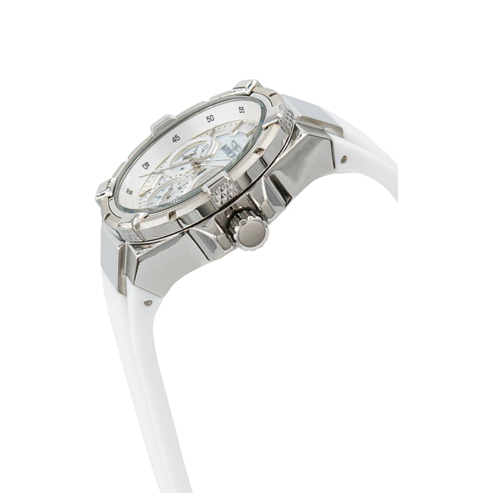 Invicta Women's Watch - Aviator Chronograph Silver Tone and White Dial Strap | 37297