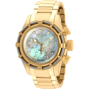 Invicta Women's Watch - Bolt Chronograph Mop Dial Yellow Gold Steel Bracelet | 90011