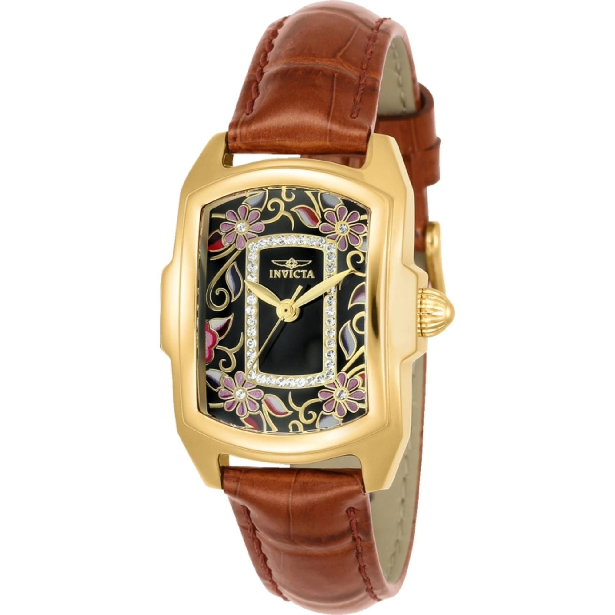 Invicta Women's Watch - Lupah Quartz Yellow Gold Case Brown Leather Strap | 23223