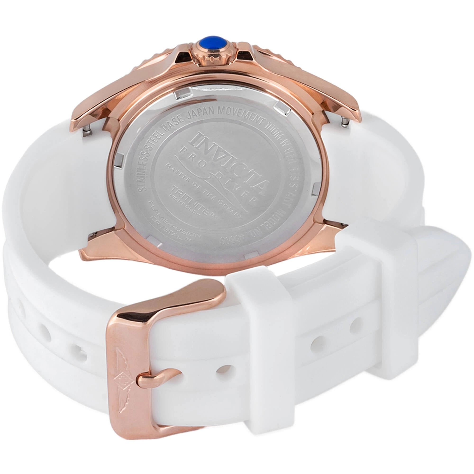 Invicta Women's Watch - Pro Diver Quartz Rose Gold Dial White Silicone Strap | 46693