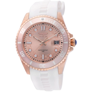 Invicta Women's Watch - Pro Diver Quartz Rose Gold Dial White Silicone Strap | 46693