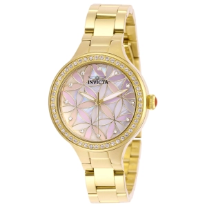 Invicta Women's Watch - Wildflower Quartz Yellow Gold Steel Bracelet Crystal | 28822