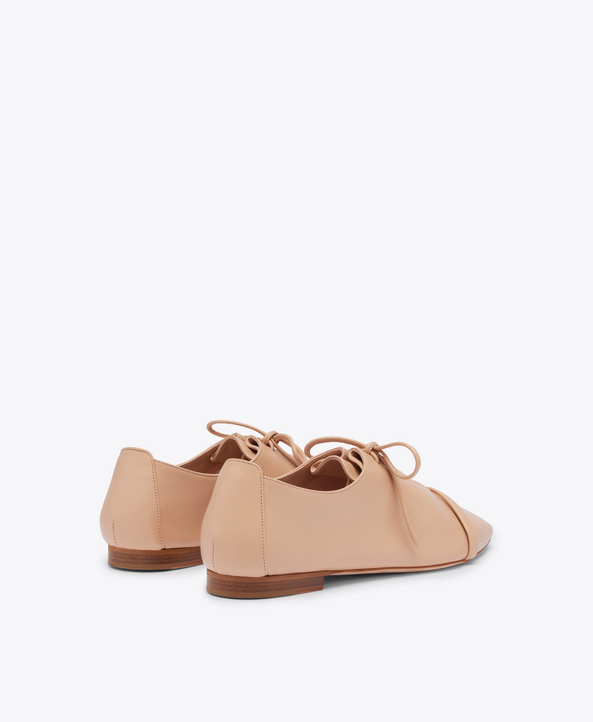 Jean Beige Leather Lace up Flats