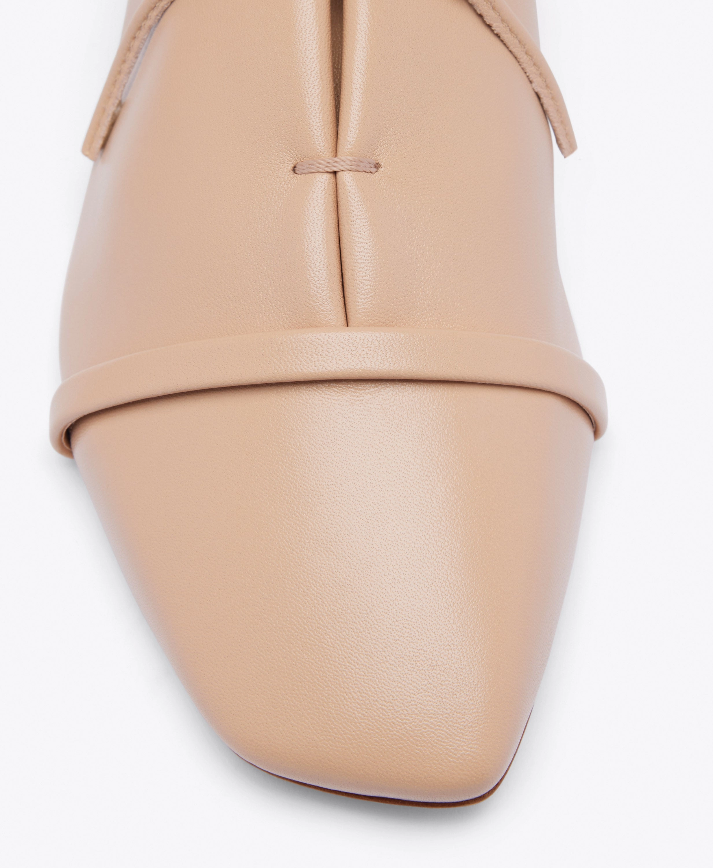 Jean Beige Leather Lace up Flats