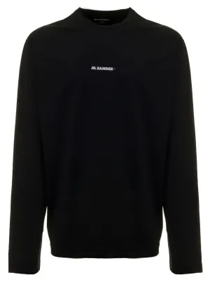Jil Sander  Logo Printed Straight Hem Jersey Top