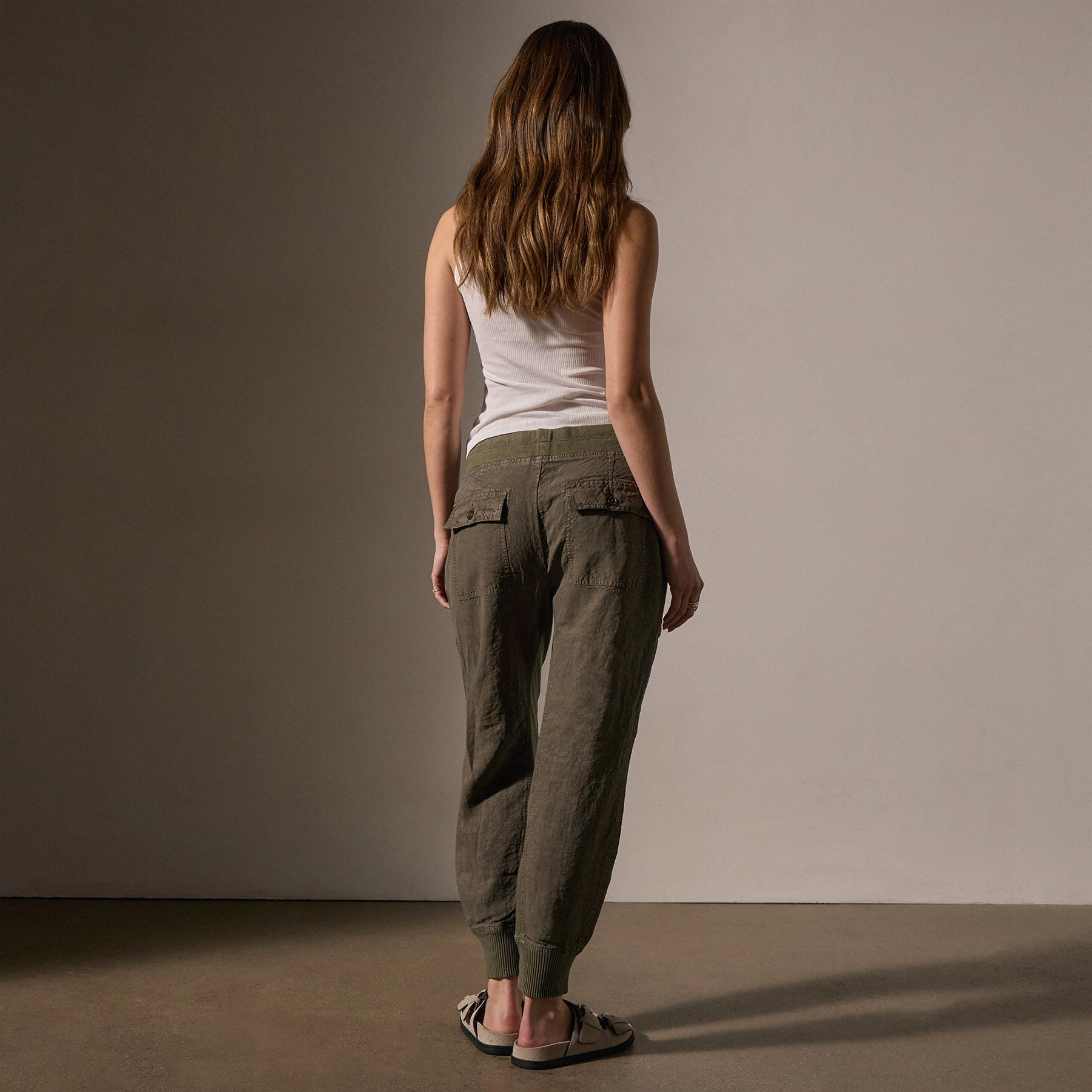 Linen Mixed Media Pant - Army Green