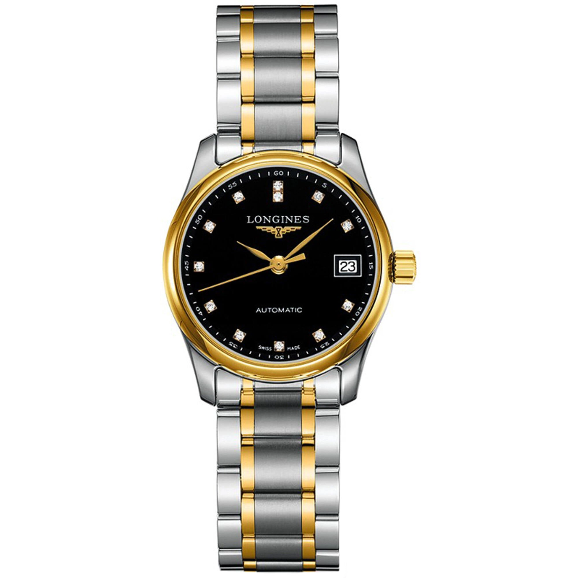 Longines Women's Watch - Master Diamond Black Dial Two Tone Bracelet | L22575577