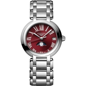 Longines Women's Watch - Primaluna Moon Phase Red Dial Silver Tone Bracelet | L81154926