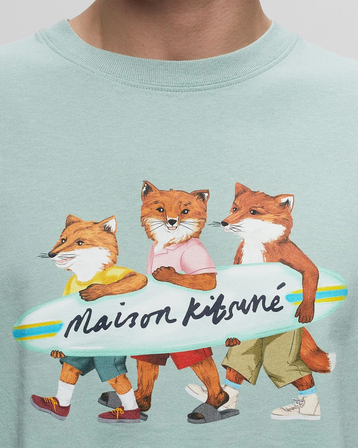 Men's Surfing Foxes Comfort Tee-shirt Seafoam Blue