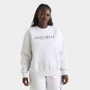 Nike Sportswear Women's Phoenix Fleece Oversized Crewneck Birch Heather / Deep Royal Blue